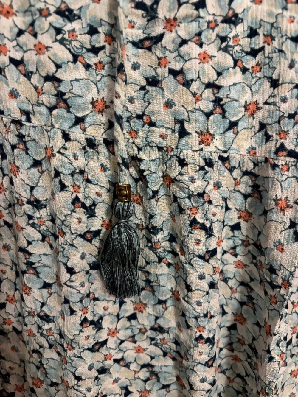 Sonoma Light Blue Floral Maxi Dress with Tassel Tie